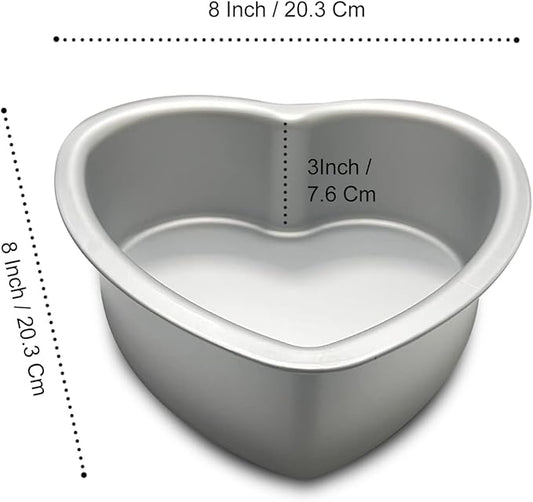 Heart-shaped cake pan, heart-shaped cake tin, aluminum, 3-inch deep, 8-inch heart-shaped, for weddings, parties, family and other occasions cake (8 x 3 Inch)