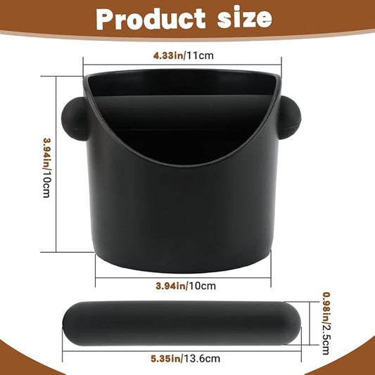 Coffee Knock Box 4 inch Espresso Knock Box with Coffee Tamper Pad Coffee Knock Box Espresso Grounds Espresso Dump Bin for Home/Office (5inch/black)