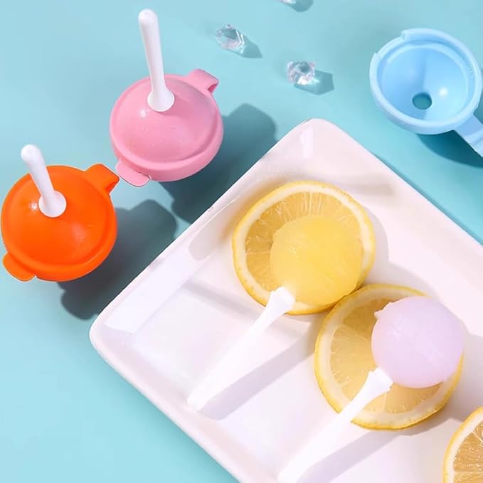 Ouliget Homemade Lollipo Popsicle Molds,Silicone Ice Cream Maker,Colorful DIY Ice Pop Molds,Reusable Storage Container for Homemade Flavored Ice Pops & Frozen Snacks, 4 Pcs