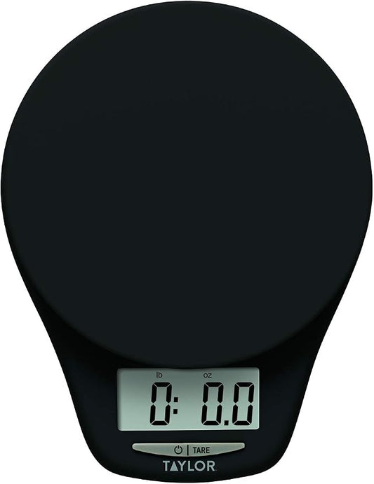 Taylor 4.4lb Precision Digital Kitchen Scale with Weighing Tray, 4.4 pound capacity, Black