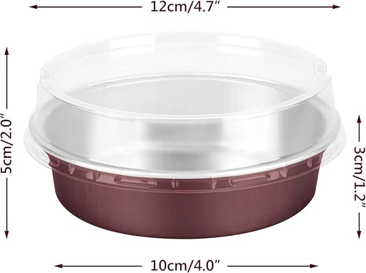 Beasea Disposable Mini Pie Tins With Lids, 4 Inch 50 Pack Disposable Mini Pie Pans Tart Pans, 8 Oz Aluminum Pie Pan Tin Coffee Tart Pans Round Oven Baking Mini Cake Pan for Pie Tart Quiche
