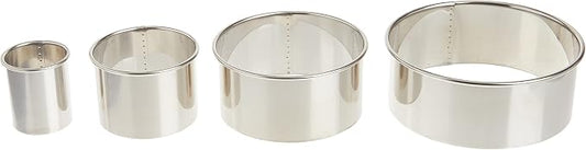 Ateco 4 Piece Stainless Steel Plain Edge Round Cutters Set in Graduated Sizes