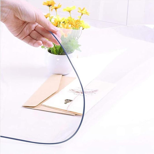NECAUX Custom Multisize 1.5mm Thick Clear PVC Table Cover Protector - 30 x 42 Inch Water Resistant Plastic Rectangular Vinyl Non-Slip Desk Pad for Coffee Table/Writing Desk