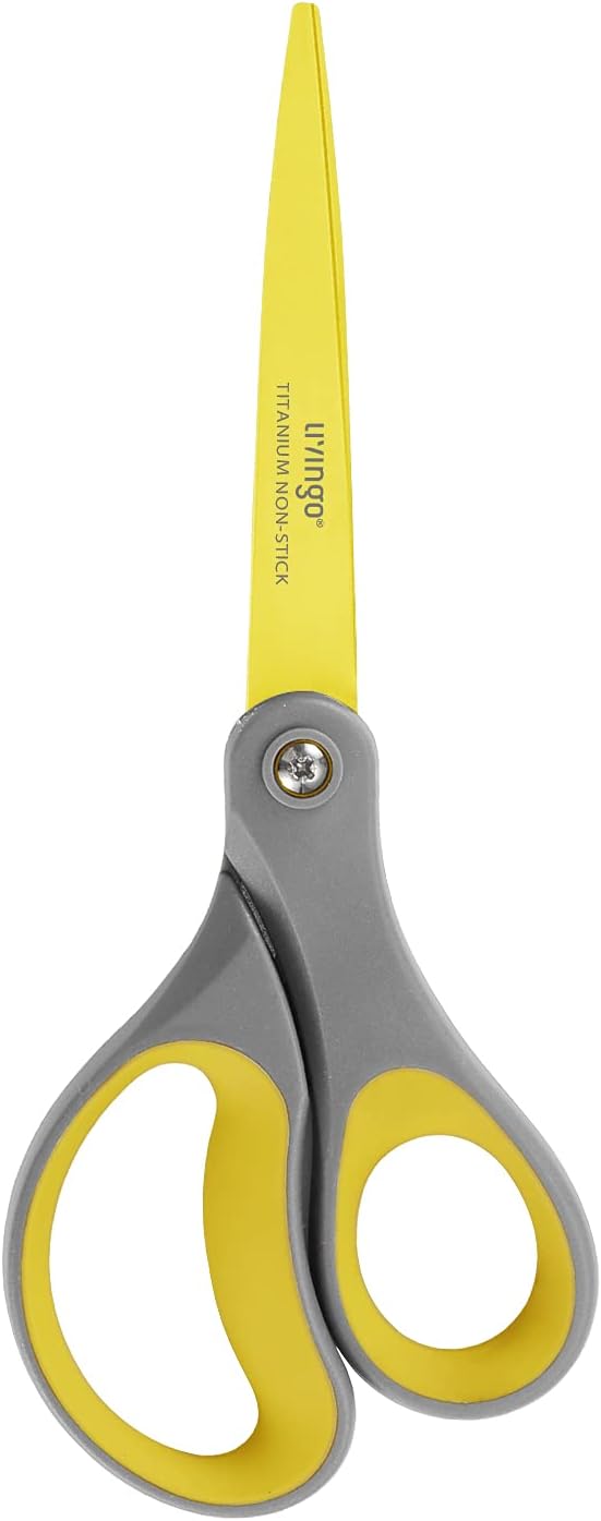 LIVINGO Scissors All Purpose 8" Titanium Non Stick Shears 2 Pack | Durable Stainless Steel Blade, Comfortable Grip, Fabric Sewing Paper Craft Cutting, School Home Office Use