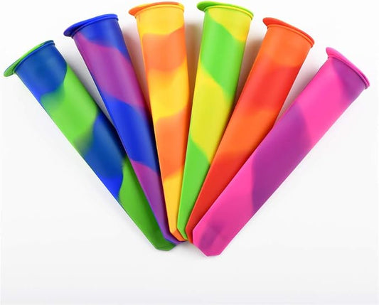 Silicone Ice Pop Molds, Popsicle Maker Molds, Mixed Color, Set of 6
