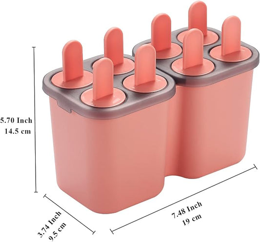 HOMQUEN Popsicles Molds, 8 Piece Ice Pop Mold, Reusable Easy Release Ice Cream Mold, Many Shapes Homemade Popsicle Molds, DIY Popsicle Maker, BPA Free (8 Cavities-Pink)