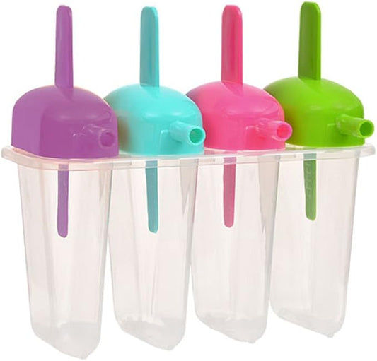 8 pack - Frozen Ice Popsicle Mold Set with Slurping Straw Drip Guard - For Frozen Homemade Treats - Frozen Yogurt, Ice Cream, Novelties Assort. Colors - BPA Free - Dish washing Safe