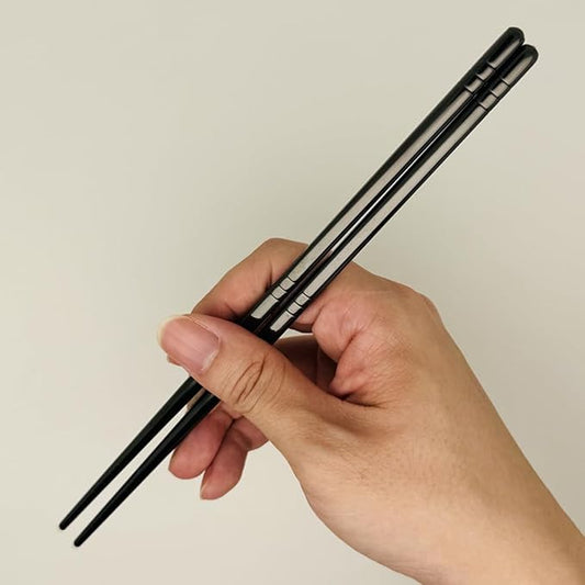 2Pairs Stainless Steel Chopsticks Set, Multicolor Metal Chopsticks Reusable, Sushi Food Sticks,Dishwasher Safe,9.0inch (Black)