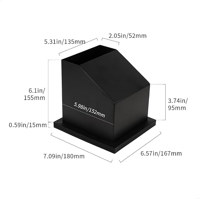 watchget Bottomless Espresso Knock Box, Built-in Coffee Ground Container | Detachable Rubber Rod; Desktop Waste Bin; Waste Bucket for Commercial Coffee Bar Shop; Trapezoid Bottom