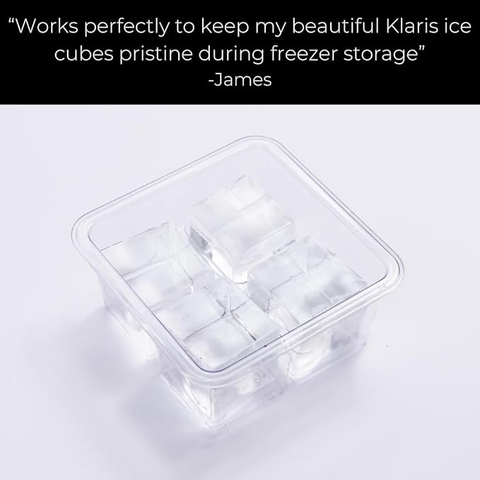 Klaris 2-Inch Ice Cube Storage Containers, 5-Pack with Lids for Freezer | Klaris 2-Inch Ice Cube Storage Containers, 5-Pack, Stackable, Freezer Safe, Fits 2-Inch Ice Cubes & Spheres