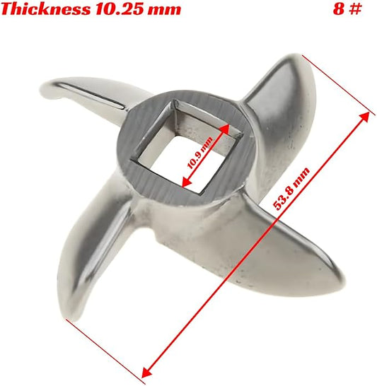 Stainless Steel Silver Meat Grinder Blade #8 – Knife Cutter Replacement for Grinders – Food Chopper Machine Parts – Mincer Cutting Plate Spare Part for Kitchen – Grinding Blades Accessories