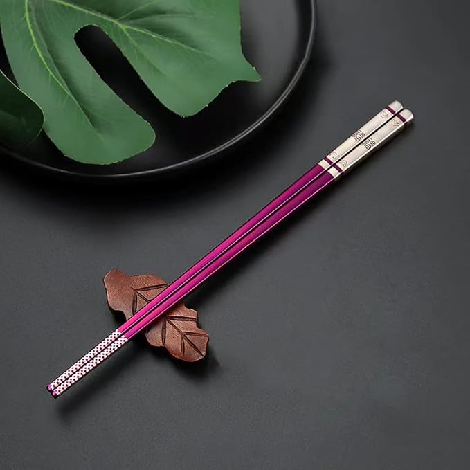 5 PaIrs Color 316 Stainless Steel 18/10 Reusable Chopsticks Set With Case Rainbow Multicolor Non-Slip Chopsticks Black Purple Gold Colored Blue For Dining Sushi Noodle Hot Pot,Dishwasher Safe
