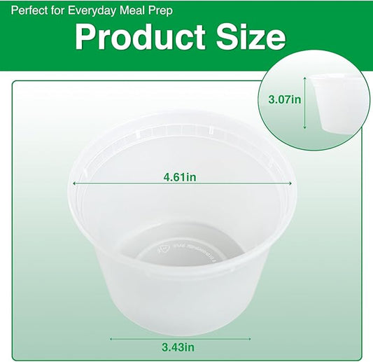 Deli Food Containers with Lids 16 oz-20 Pack Meal Prep Containers Food Storage Containers with Lids Stackable, Leakproof, BPA Free, Microwave Dishwasher Freezer Safe for Takeout Meal