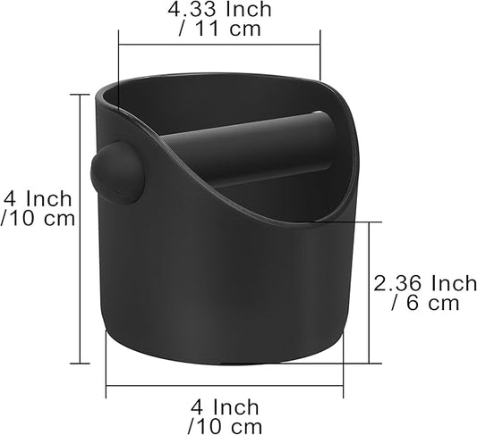 Small Espresso Knock Box 4.3 Inch, Mini Rubber Coffee Knock Box with Detachable Knock Bar, Non-Slip Base Coffee Grounds Container for Home Barista