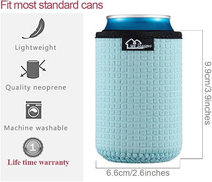 WKieason 12oz Standard Can Sleeves Insulators Sleeves Standard Can Covers 12OZ Beer Bottle Sleeves Coolers Holder Non-slip Neoprene Can Coolier Sleeves 3PC Pack (Blackx3)