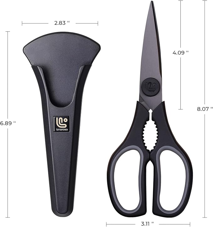 Kitchen Scissors All Purpose Kitchen Shears with Magnetic Holder, Soft Grip Handle Cooking Scissors Dishwasher Safe with Come Apart Blade Heavy Duty Scissors for Meat, Vegetable, Herb, Black
