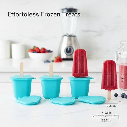 Easy-Release Homemade Popsicles with Silicone Mold, Lids & Sticks for Juice or Yogurt, 5 fl oz Capacity