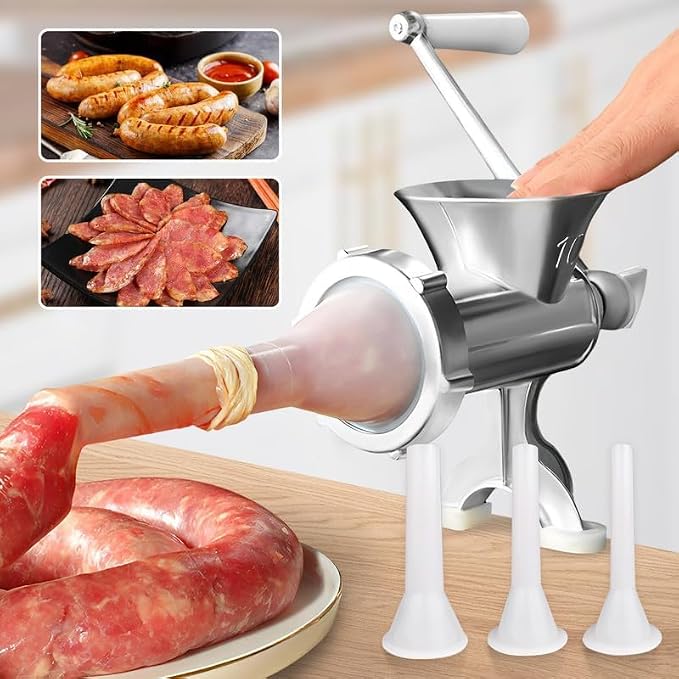 Meat Grinder with Sausage Stuffer Hand Operated for Meat Grinding & Sausage Filling Ideal for Complementary Food Household Restaurant & Outdoor Use-cy2