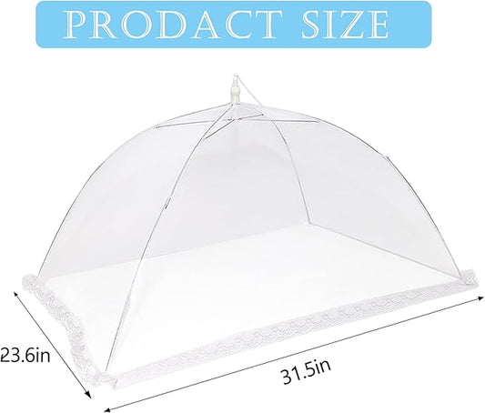 2 PCS Extra Large Food Covers Nets for Outside(40"X24")umbrella Mesh Screen Covers for Outside Pop-Up Mesh Reusable and Collapsible Food Nets for Parties Picnics Outdoor BBQS…