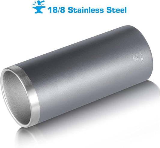 12 oz. Slim Can Cooler Insulated (Gray) | Stainless Steel 12oz. Skinny Drink Holder for Soda, Hard Seltzer, Beer and Energy Drinks