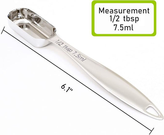 2PCS 1/2Tablespoon (1.5tsp, 7.5ml) Single Measuring Spoon, Individual Stainless Steel Long Handle Measure Teaspoon Only