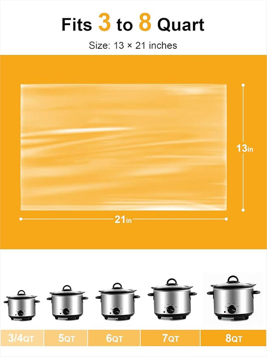 SMARTAKE Slow Cooker Liners, Large Size 13"x 21" Disposable Cooking Bags, Fit 3QT to 8QT for Slow Cooker, Cooking Trays, Suitable for Oval & Round Pots, 30 Liners