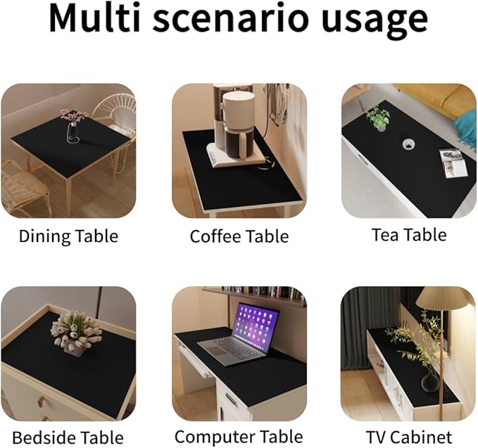 Dining Table Protector - 42x88 Inch Waterproof Easy to Clean Can Conceal Flaws Protector The Table Top from Scratches Used for Dining (Black+Black 42x88)