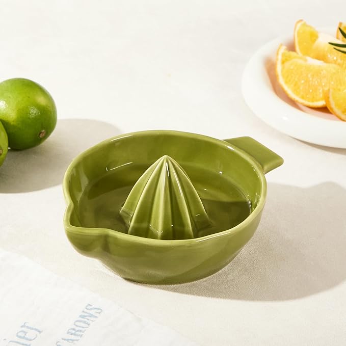 Ceramic Lemon Juicer Reamer Manual Citrus Lime Hand Squeezer Bowl Handheld | with Handle and Pour Spout, Easy to Use and Clean, Dishwasher Safe