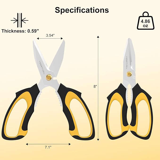 8” Ultra Sharp Kitchen Shears Heavy Duty - Stainless Steel Kitchen Shears for Food, Dishwasher Safte Kitchen Scissors for Meat Cutting, Ideal Gift for Father's Day | food scissors dishwasher safe, scissors all purpose, heavy duty scissors, metal shears...