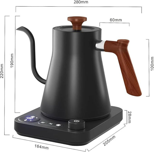 Gooseneck electric kettle,Auto Boil Detection, with Variable Temperature Control, Stainless Steel Inner, Ultra-Quiet 304 Stainless Steel,1200W Quick Heating, for Coffee, Tea & Milk, 0.9L (Beige)