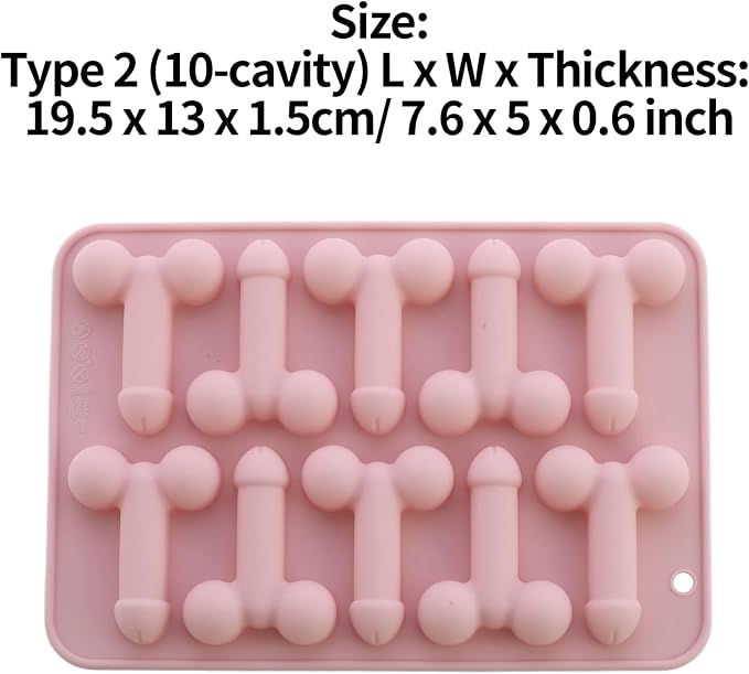 Prank Men Genital Ice Mold Trays Fun Shape Chocolate Baking Mold for Bachelor Bachelorette Party Pink A One Size