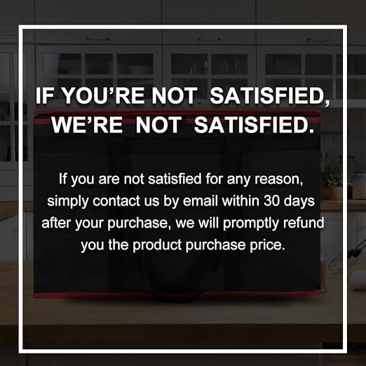 Bodaon Insulated Food Delivery Bag with Hard Bottom, 3XL, Black-Red, 1PK | Stable and Durable Catering Bag, Large Capacity Thermal Cooler Tote for Hot and Cold Food Transport for Restaurant Deliveries
