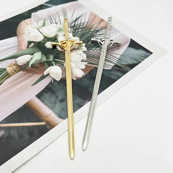 6PCS Hair Sticks for Buns,Hair Chopsticks,Sword Hair Pin,for Vintage Hair,Renaissance Chinese Hair Accessories,Metal Sword Hair Pins,Ancient Style Sword Hair Chopstick LINYUEARUI