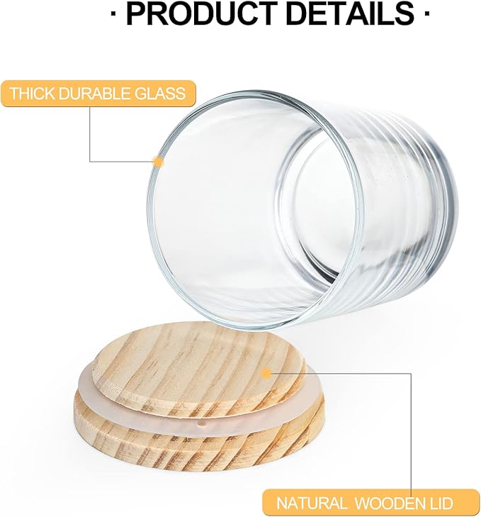 Thick Candle Jars for Making Candles 16 Pcs, 7 OZ Empty Jars with Wood Lids for Candle Making, Sample Container, Frosted Gray