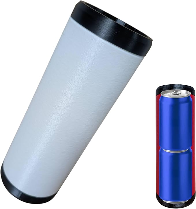 Beerzooka Double Tactical Reload Can Holder, White | Fits 2 Standard 12oz Cans, Made in USA, 3D-Printed Plastic, Black Rim Design, For Camping and Tailgating