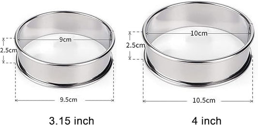 HLMOptimo English Muffin Rings, Stainless Steel Crumpet Rings, 6 Pcs Nonstick Metal Round Ring Molds with Silicone Oil Brush (4 inch 12 pcs)