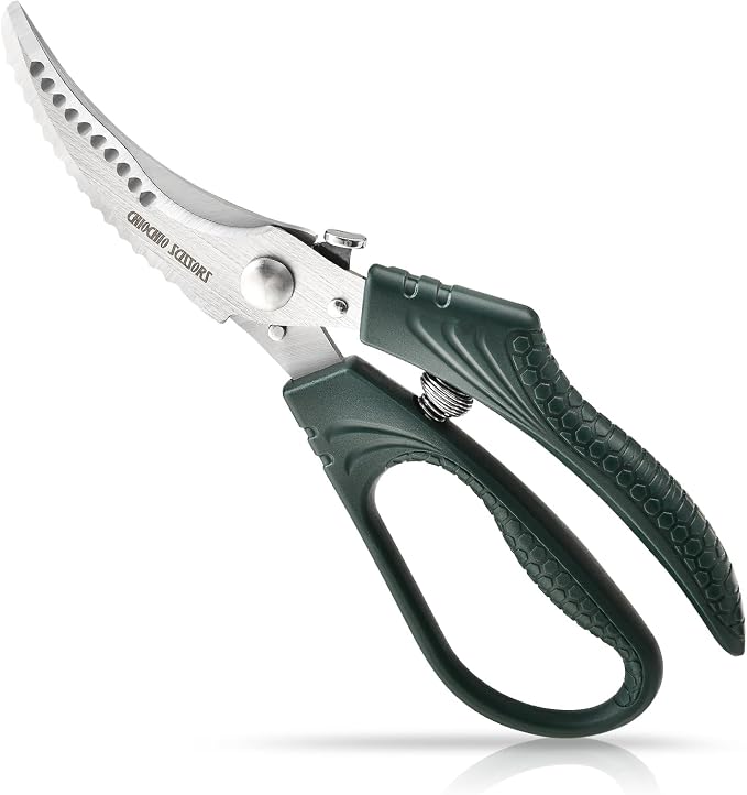 Poultry Shears,Heavy Duty Kitchen Shears with Anti-Slip Handle & Safety Lock,for Meat, Chicken, Bone, Turkey, Fish,Spring-Loaded, Dishwasher Safe