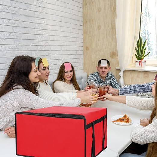 Insulated Pizza Delivery Bag for Carry Hot, 20" x 20" x 14" Carrier Warmer, Insulated Food Delivery Bag, Insulated Grocery Cooler Bags for Catering/Doordash, Commercial Food Warmers(Red, 1Pk)