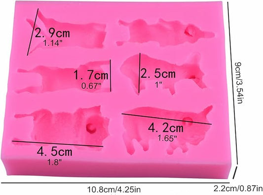 3D Fondant Chocolate Candy Cake Decoration Baking Pastry Tools Silicone Soap Mold Resin Polymer Clay Mold (Dog)