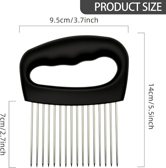 Extra-Large Onion Holder for Slicing, Onion Cutter Vegetable Chopper, Extra-Large Tomato Slicer with 16 Long Needles, Stainless Steel Tomato Potato Slicer, Meat and Food Slicing