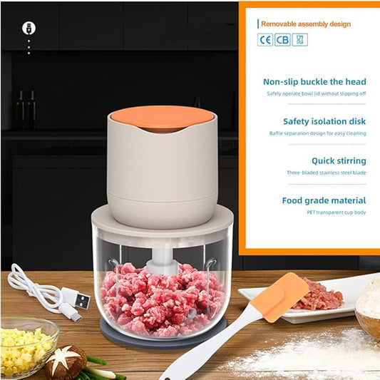 Wireless Electric Food Processor,600ML Electric Food Chopper For Meat,Onions,vegetables,Garlic,Complementary Food, Meat Chopper Blender