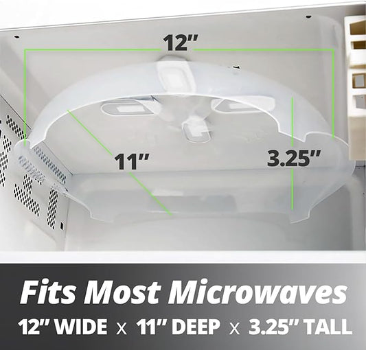 HOVER COVER Magnetic Splatter Cover, 12-Inch Clear BPA-Free Food Lid, Vented Plate Guard with Steam Vents, Anti-Splash Microwave Lid, Dishwasher Safe, Space-Saving Magnetic Storage - Ivory