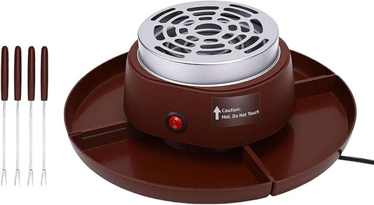 TOPINCN 2 in 1 Electric Smores Maker Fondue Pot Smores Roaster Kit Indoor Tabletop Marshmallow Melter with 4 Roasting Forks Detachable Trays for Family Gatherings Game Nights (US Plug 110V)