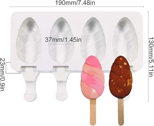 Vilihkc 2 Pack 4 Cavity Silicone Popsicle Molds for Kids with 50 Wooden Sticks