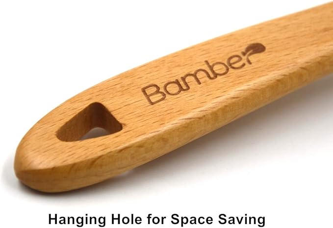 Bamber Wooden Wok Spatula Set Wood Turner with Long Handle for Non Stick Cookware