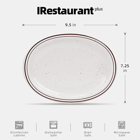 Stoneware Narrow Rim Commercial Grade Dinnerware (Brown Speckle, Platter 9.5" x 7.25")