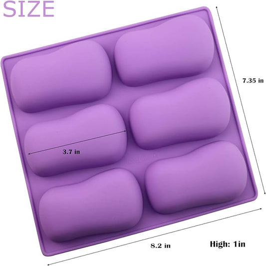 2 Pack Oval Silicone Soap Molds,6 Cavity Soap Molds for Soap Making Silicone Molds for Soap Bath Bombs Shower Steamer Lotion Bars