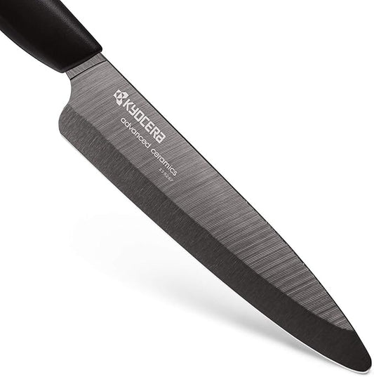 Kyocera Advanced Ceramic Revolution Series 5-inch Slicing Knife, Black Handle, Black Blade