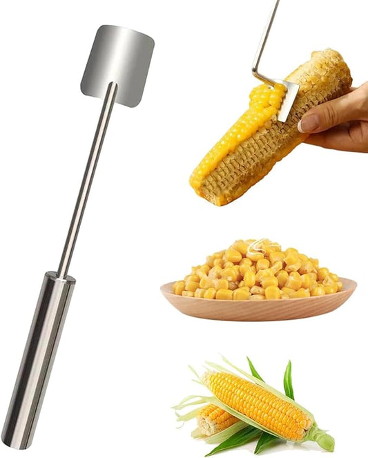 Corn Cob Stripper,2025 NEW Long Handle Stainless Steel Corn Stripping Tool,Corn on the Cob Remover, Fast and Safe, Suitable for Home Kitchens, Restaurant Chefs, Outdoor Dining Enthusiasts