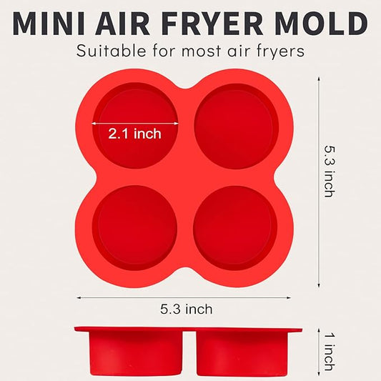 2 Pack Air Fryer Egg Bite Molds, 4-Cup Mini Round Muffin Pans Silicone Baking Molds for for Oven, Air Fryer and Pot